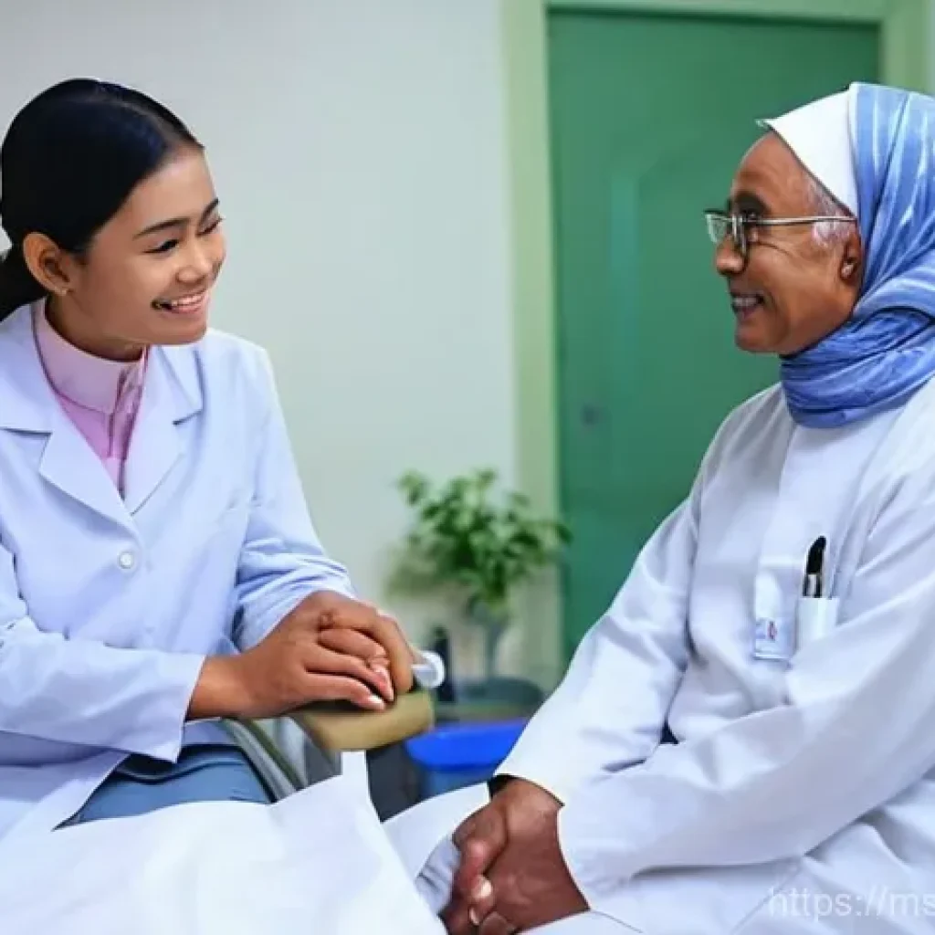 종합병원에서 수술 전후 관리 팁 - **Prompt 1: Pre-Surgery Consultation and Family Support**
    A kind and reassuring Malay doctor, dr...