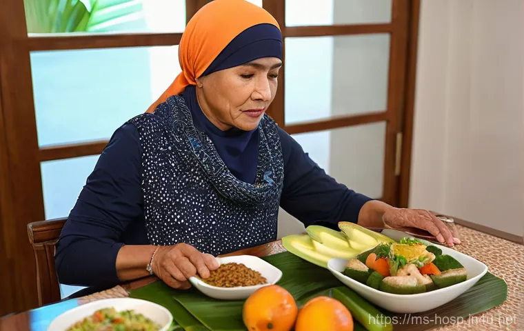 종합병원에서 수술 전후 관리 팁 - **Prompt 2: Post-Surgery Recovery with Family Comfort**
    A Malay woman in her 50s, recovering fro...