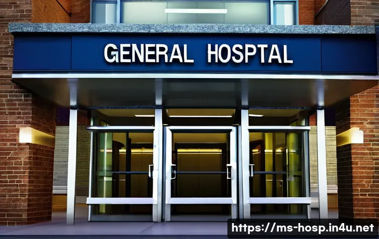 종합병원과 전문클리닉의 차이 - Image Prompt 1: Bustling General Hospital Entrance**