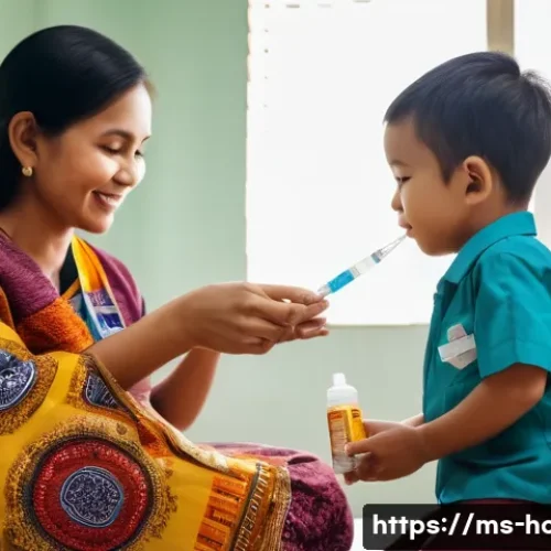 Home 31 소아청소년과 예방접종 스케줄 - A caring Malaysian mother gently holding her toddler wearing a colorful diaper, sitting in a bright,...
