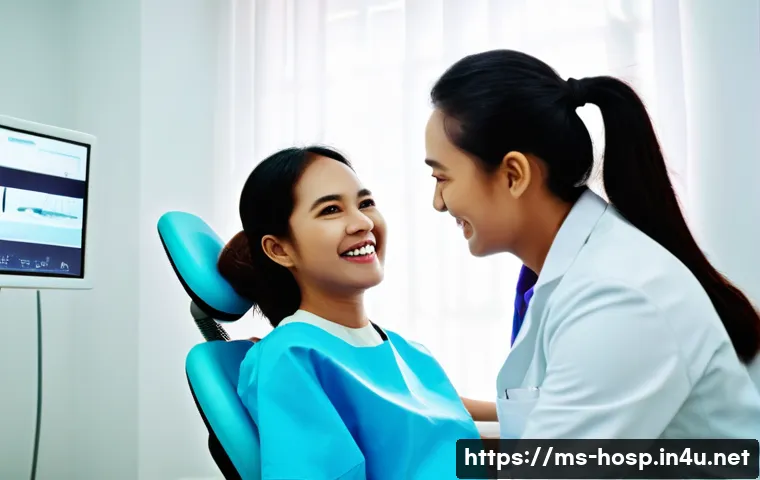 치과와 구강외과의 차이점 - A modern Malaysian dental clinic interior scene showing a friendly male dentist in a white coat perf...